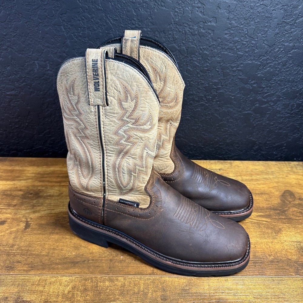 Wolverine Rancher W08658 Brown Leather Waterproof Western Work Boots Mens 8M